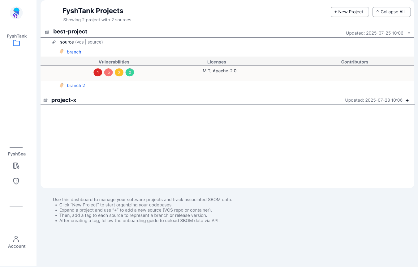 Overview interface mockup